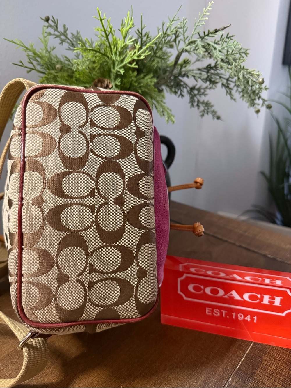 Coach Y2K Rare Signature Monogram & Suede Backpack - Picture 3 of 16